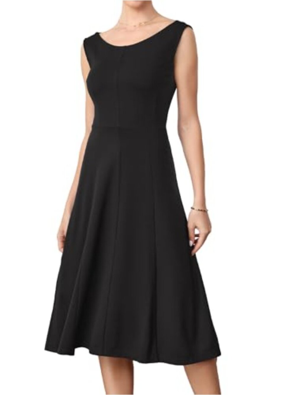 Stretchy Sleeveless Midi A-Line Fit & Flare Business Work Dress